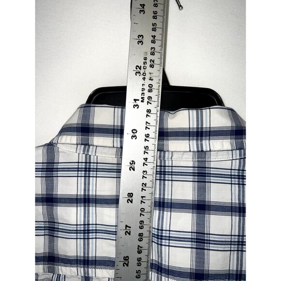 Transnine Button-Up Men's Extra Large White Plaid Short Sleeve 100% Cotton - Picture 5 of 5